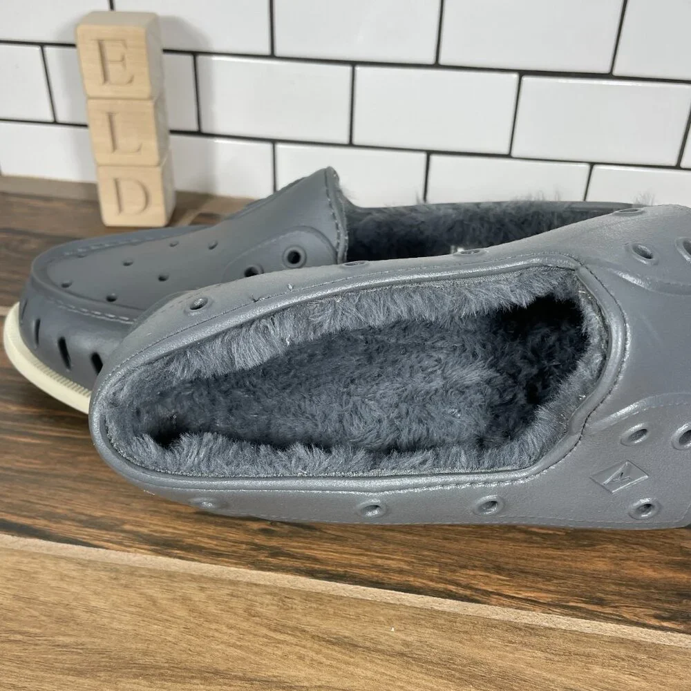 Sperry Authentic Original Float Cozy Boat Shoes Mens Size 10 Gray Faux Fur Lined